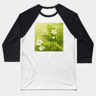 Yellow Green White Flowers Baseball T-Shirt